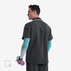 Capable Collared Dark Grey Scrub Top Back