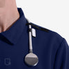 Capable Collared Navy Scrub Top Shoulder