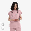 Avant Mandarin Collar Bisque Scrub Top Front