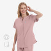 Cerise Snap-Front Scrub Top